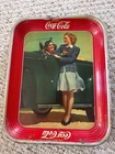 Vintage Coca Cola  1942 Two Girls at Car Roadster  Serving Tray. - Shows Wear
