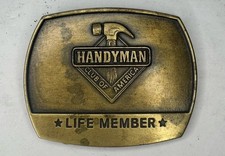 Vintage 1996 Handyman Club of America Life Member Brass Belt Buckle PP 