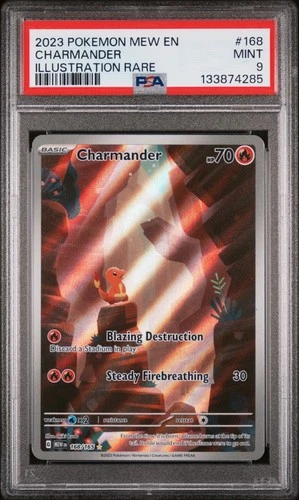2023 POKEMON MEW EN-151 ILLUSTRATION RARE #168 CHARMANDER PSA 9