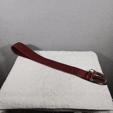 Michael Kors Brown Braided Leather Belt Metal Buckle + Logo Charms L 47" W 2.5"