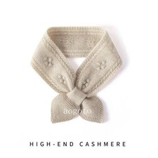 Winter 100 Knit Pure Cashmere Kerchief Short Scarf Decoration Lady Neckerchief