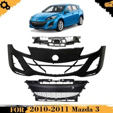 Front Bumper Cover Primed Plastic Grille Assembly For 2010-2011 Mazda 3