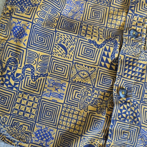 Patagonia Shirt Boys Kids 4 Gold Aztec Hawaiian Button Short Sleeve Collared - Picture 6 of 9