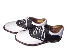 Ashworth Kingston sz 9 White/Black Leather Golf Saddle Shoes