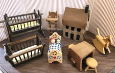 VTG Dollhouse Miniature Primitive Nursery Lot 1:12 Scale - AWESOME!!