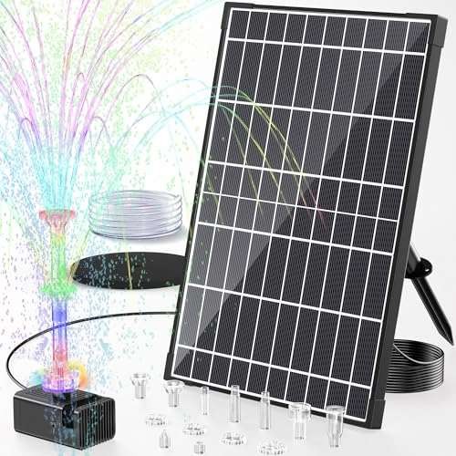 POPOSOAP 12W Solar Fountain Pump with 4200mAh Battery Backup LED Lights