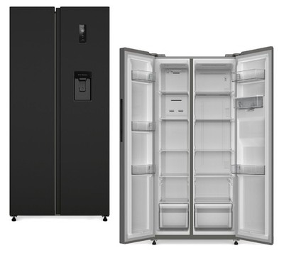 PKM Side by Side Kühlschrank NoFrost Schwarz Wasserspender 444 L 83cm breit