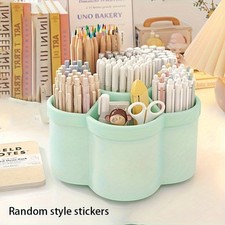 360 Degree Rotating Pen Holder Desk Organizer Multi Compartment Storage