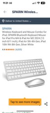 Wireless Bluetooth Keyboard Mouse Combo, Silver/White, Silent Click