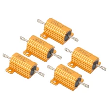 25W 8 Ohm Aluminum Shell Resistor, 5pcs Housing Resistor 5% Tolerance, Golden