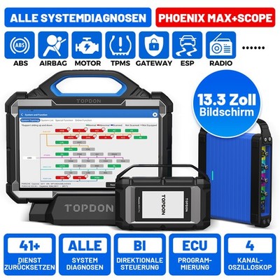 TOPDON Phoenix Max + Scope OBD2 Diagnosegerät J2534 ECU Programmierung Topologie