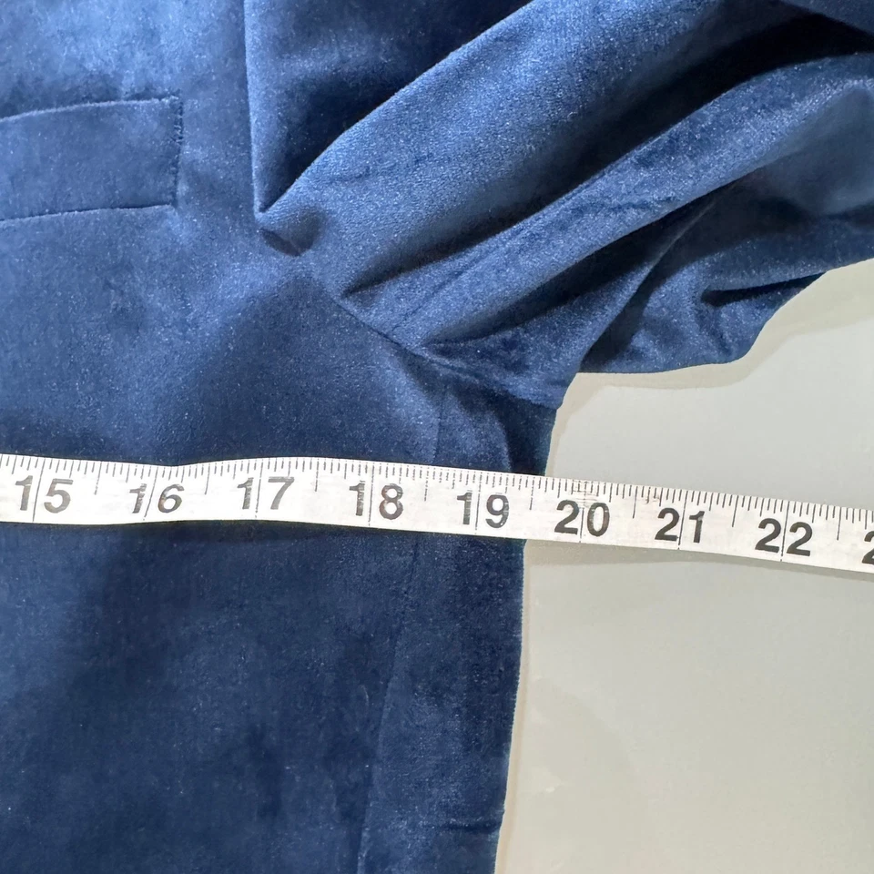 VINCI Velvet Blazer Mens Sz L Blue 2 Button Slim Fit Black Lapel Dinner Jacket - Image 3 of 4