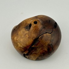 Hand Turned Live Edge Narra Burl Weed Pot Bud Vase Philippine 3   2  1990s VTG