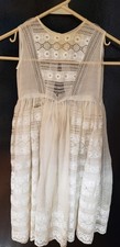 Antique 1900's Edwardian Infant Baby Christening Gown Eyelet Lace Dress