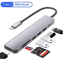 7-in-1 USB-C Laptop Docking Station  Type-C Converter Hub with HDMI, USB 3.0, SD