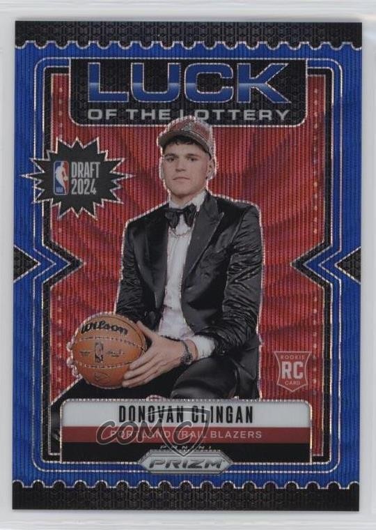 2024 Prizm Luck of the Lottery Blue Wave /175 Donovan Clingan #9 Rookie RC 02v3