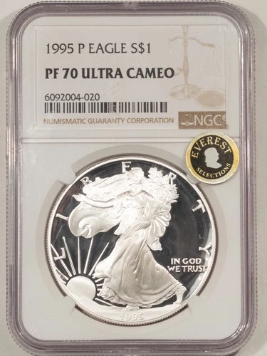 1995-P PROOF $1 SILVER AMERICAN EAGLE 1 OZ .999 - NGC PF-70 ULTRA CAMEO! EVEREST