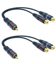 RCA Splitter 1 Female to 2 Male, 2 Pack - RCA Audio Video Cable Splitter Adapter