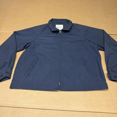 Vintage London Fog Jacket Mens 42 Blue Microfiber Windbreaker Full Zip Elastic