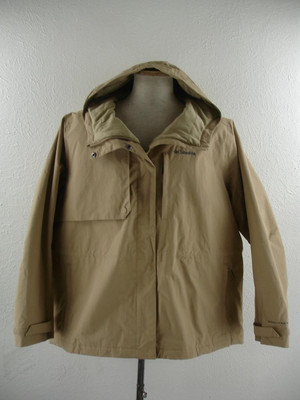 Women's PLUS 2X Columbia Hadley Trail Khaki Hooded Rain Jacket Omni-Tech Parka