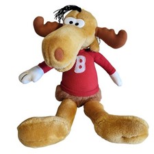Vintage 1991 NANCO Rocky Bullwinkle Moose Plush Stuffed Animal Red Shirt 15"