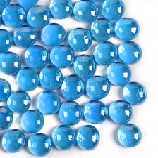 10 Lb Light Blue Glass Beads for Vases, 1000 Pcs Glass Pebbles, Flat Marbles Sto