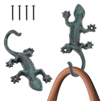 Brosay Cast Iron Gecko Wall Hooks Vintage Rustic Coat Rack with Ancient black