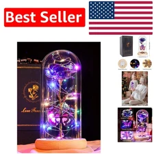 Unique Christmas Gift: Light Up Galaxy Rose in Elegant Glass Dome with Butterfly