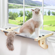 Cat Sill Window Perch Sturdy Cat Hammock Window Seat with Wood Metal Frame for