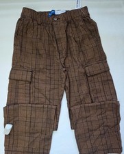 Old Navy Boys Baggy Plaid Cargo Pants Size L 10-12 Brown NWT