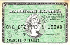 American Express 1969 Sample Charge Card Travel & Entertainment Ephemera