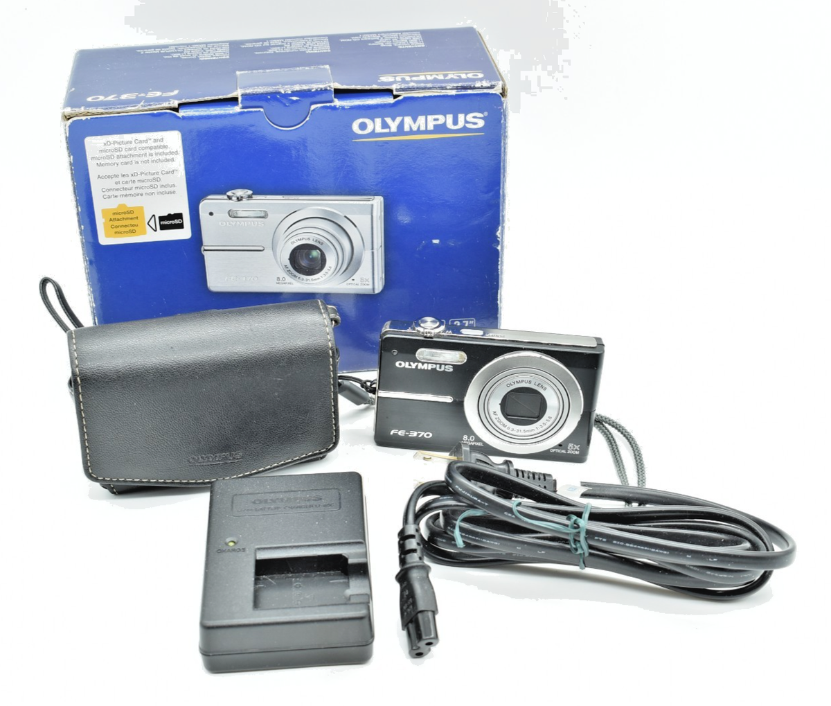Olympus - FE-370 8MP Digital Camera w/5x Zoom FE370, Black, Box