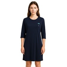 Lauren Ralph Lauren Women Dress Y2K Navy Crew Neck Ribbed 3/4 Sleeve Preppy Lg