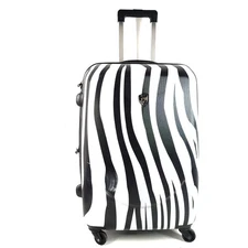 Heys 26" Spinner Luggage Hardside PC Expandable Zebra Print Black White