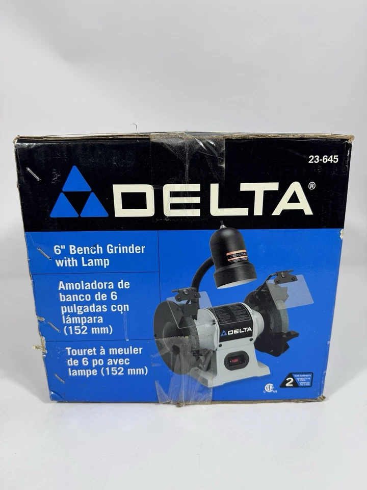 "Amoladora de sobremesa Delta 6"" modelo 23-645 - 3450 RPM 120V 2.5A 60Hz con lámpara NUEVA" Foto 3 de 4