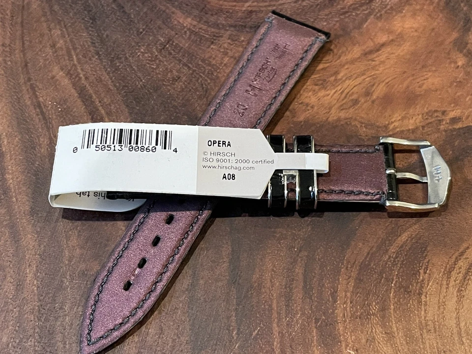 Correa de reloj de cuero de cocodrilo genuino HIRSCH Venice 20 mm hebilla de acero inoxidable Foto 3 de 4