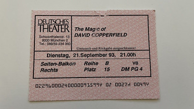 DAVID COPPERFIELD 1993 München - Original Ticket - Eintrittskarte