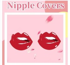 Fun Chic Red Lips With Tongue Out Nipple Covers Pasties, Butt Sticker, Reusable