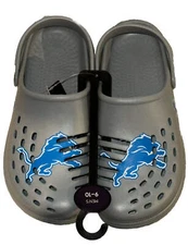 Detroit Lions FOCO Brand Silver Men's Big Logo Solid Clog With Strap