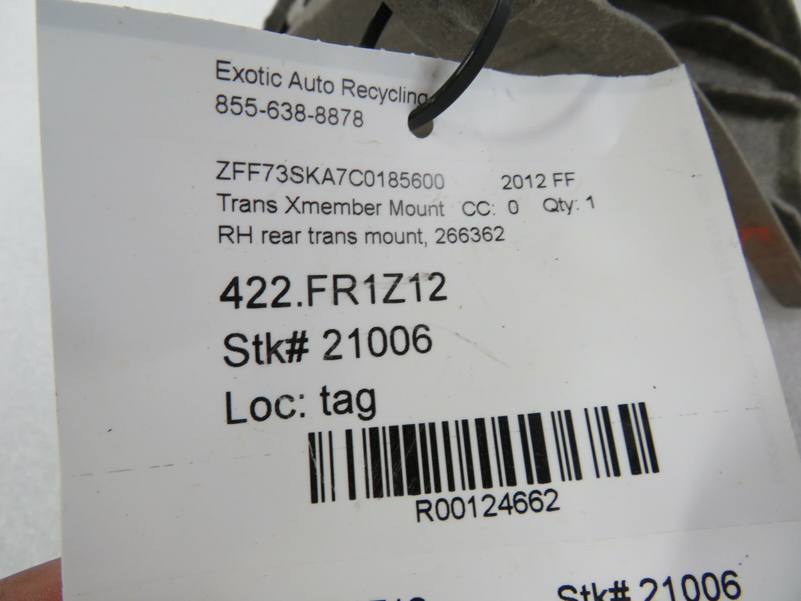 Ferrari FF, RH, Right, Rear Transmission Mount, Used, P/N 266362