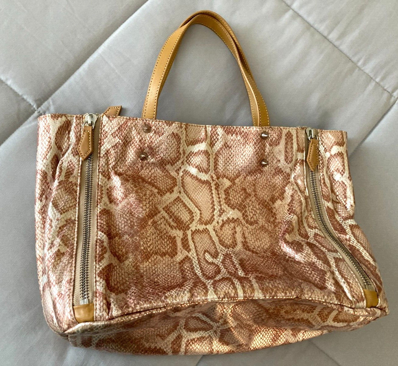 Sam Edelman Python Print Cloth Expanding Zip Tote - image 3