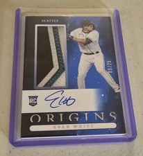 2021 Panini Origins Rookie Jumbo Material Autographs Blue #18 Evan White   09/25