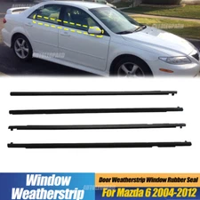 For Mazda 6 2004-2012 4pcs Door Weatherstrip Window Moulding Trim Seal Belt Kit