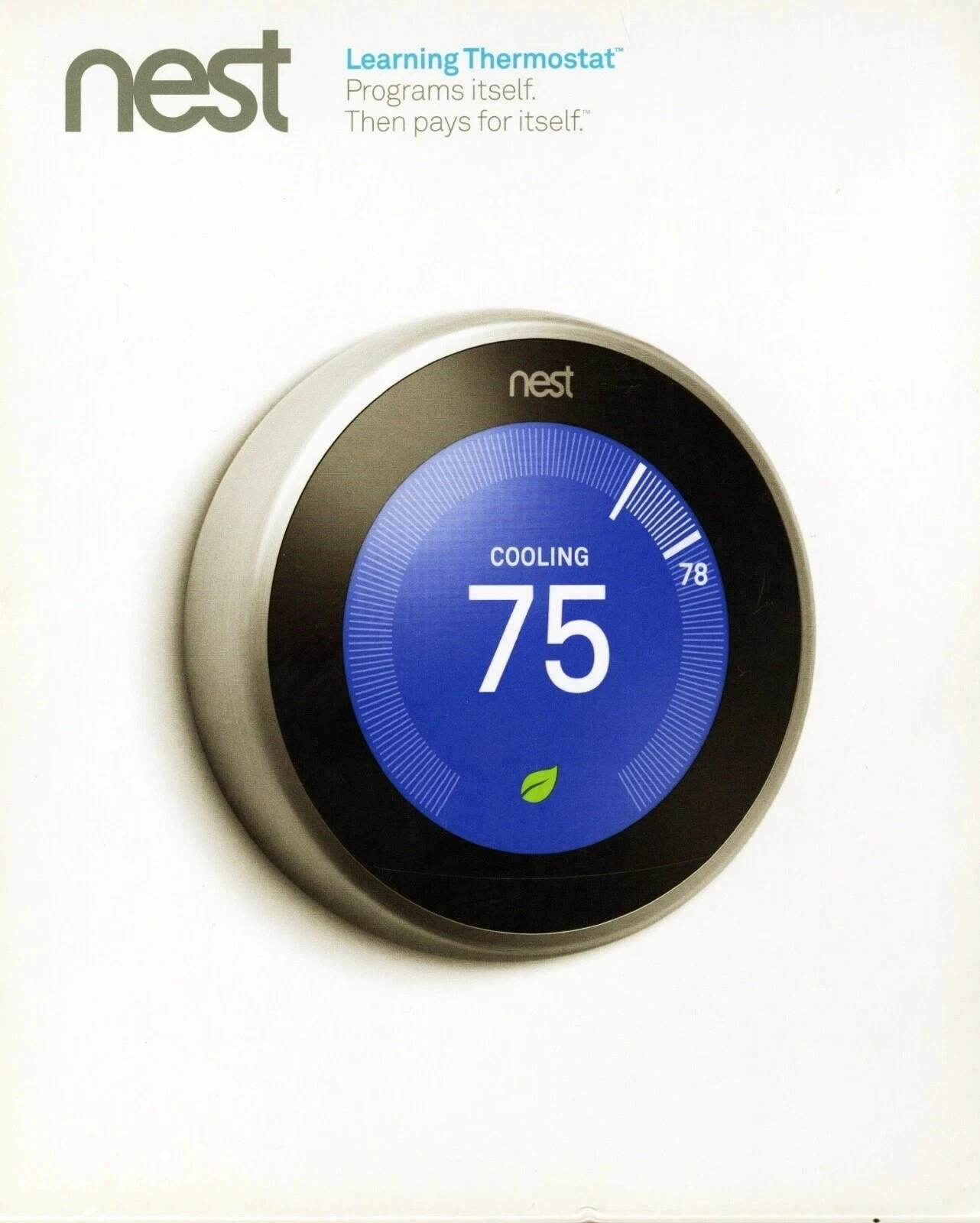 Google Nest 3rd Generation Learning Thermostat T3007ES Stainless Steel