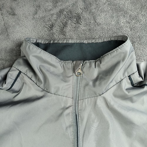 Vintage Starter Jacket Wind Breaker Adult Medium Gray Black Stripe Full Zip 90s - Picture 3 of 18