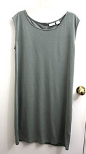 Sigrid Olsen Dress Women's M Green Sleeveless Shift Tank Sundress Modal Summer