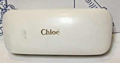 Chloe White Hard Case Logo Large Sunglass Glasses Gold Tan  display picture 3