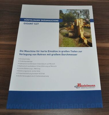 Huntelmann Gigant 527 Dranmaschine Tractor Trench Excavator Brochure Prospekt
