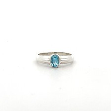 Sterling Silver Oval Blue Topaz Ring Size-6.25 Stone 4 x 6mm