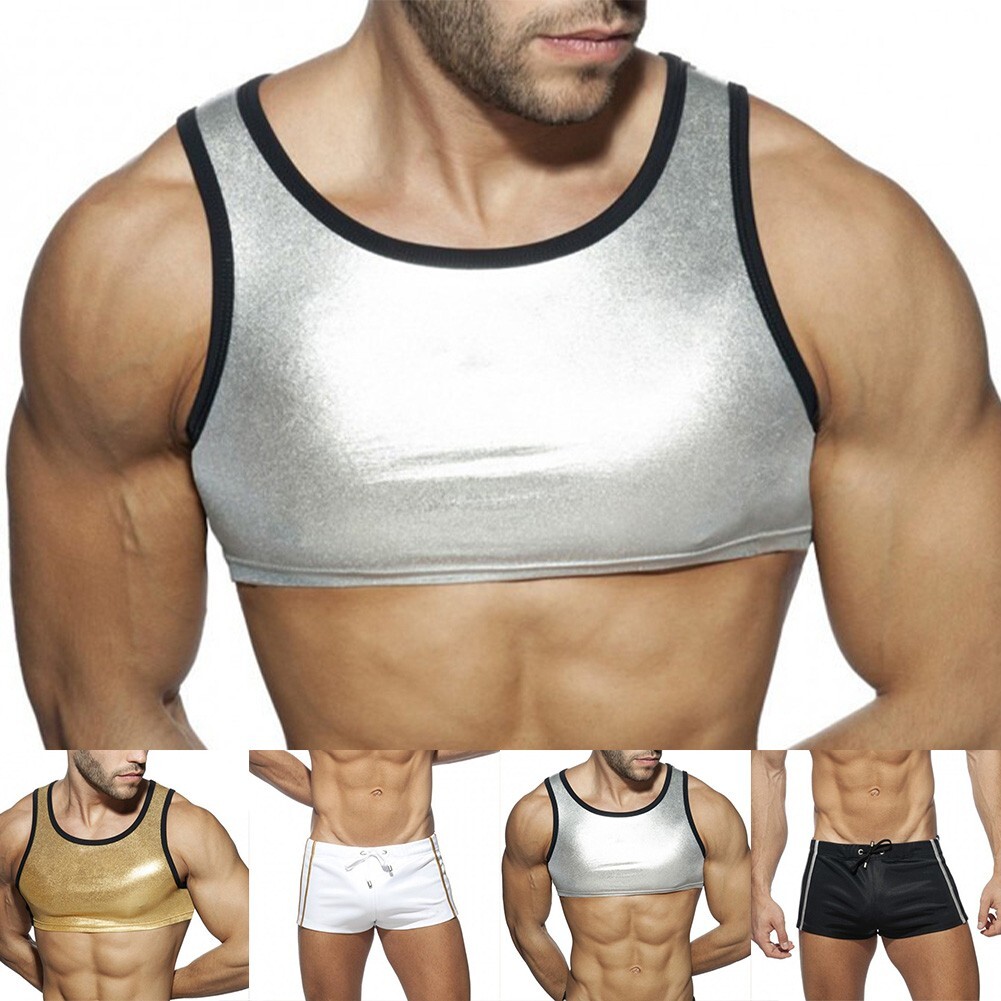 Sexy Polyester Lingerie Vest Set with Slight Stretch for Men-image